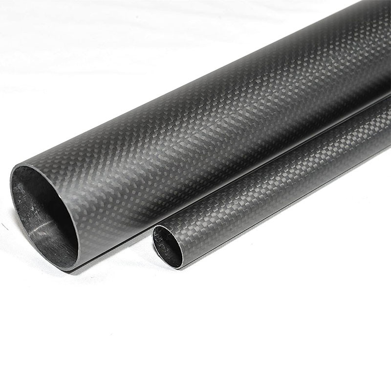 Round / Oval 100% 3K Carbon Fiber Tube Roll Wrapped Glossy Twill Surface